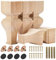 Btowin VCF Lot de 4 pieds de meubles en bois massif sculpté de 20 cm, pieds de canapé géométriques bruts avec plaque de montage et vis pour canapé, armoire, table, support TV