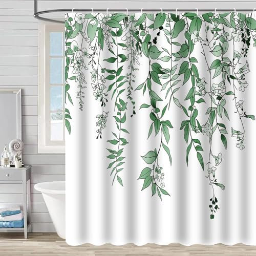 FAIRYGATE Wet Room Shower Curtain Garden Decoration Outdoor View Bathroom Curtain Waterproof Green Flowers Scenery Shower Curtain Flowers Floral Nature Scenery Waterproof B9614