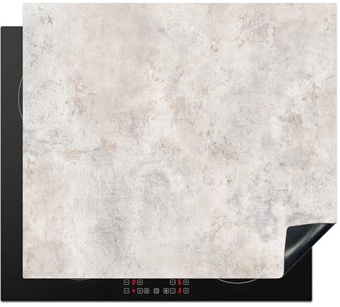 KitchenYeah© Protezione Piano Induzione 60x52 cm Cucina Copri Fornelli Proteggi di Cottura Antiscivolo Tappetino Marmo - Bianco - Grigio