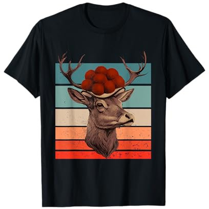 Hirschkopf traditionelle Bollenhut rote Pompons T-Shirt