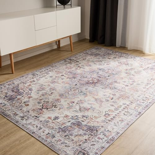 benuta Basic Waschbarer Teppich George - Multicolor 240x340 cm - Kunstfaser - Rechteckig & im Style: Vintage, Elegant, Retro - Pflegeleicht für Wohnzimmer Schlafzimmer