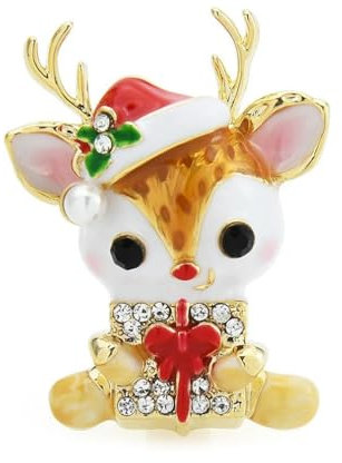 Hirsch-Brosche für Frauen, die Hirsch nehmen, Weihnachts-Brosche, Metall Acryl, Zirkonia