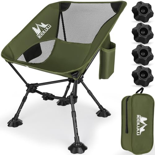 JONRRYIN Chaise Pliante Camping, Chaise de Plage Pliable Chaise Pliante Exterieur Portable avec Deux Poches Latérales et Panneau Arrière en Maille pour Extérieur, Plage (1, Vert)