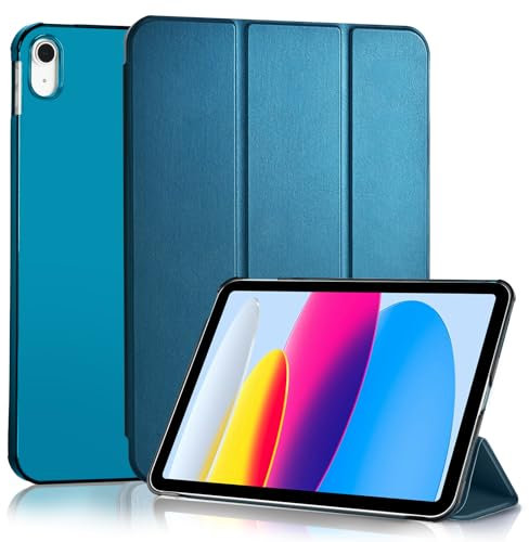 4UBonLife Funda para iPad (A16) 11ª Generación 2025 11 Pulgadas, iPad 10ª Generación 10,9 Pulgadas 2022, Cover Protectora, Carcasa Delgada Ligera con Cubierta Trasera Rígida Translúcida, Azul Pavoreal