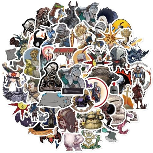 50 Darksoul Stickers, Cute Figures Waterproof Sticker, Game Darksoul Vinyl for Mug, Skateboard, Book