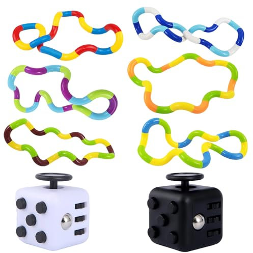 Spielzeug, 8-teiliges Fidget Set für Stressabbau und Konzentration, ADHS Spielzeug für Kinder und Erwachsene, Anti Stress Würfel und Stimming Toys für Büro, Schule und Reisen
