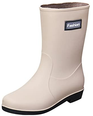 BOTCAM Stivali di gomma da donna, a mezza altezza, colore nero, da trekking, unisex, da giardino, da lavoro, impermeabili, antiscivolo, per esterni, da pesca, b, 39 EU