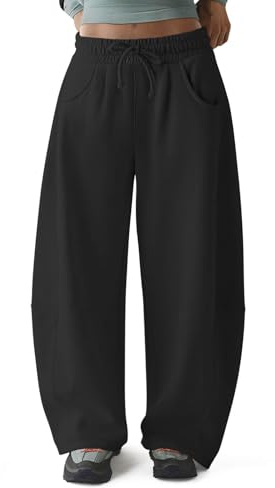 HeSaYep Women's Fleece Lined Sweatpants Barrel Leg Baggy Sweat Pants Winter Thermal Cotton Pants with Pockets