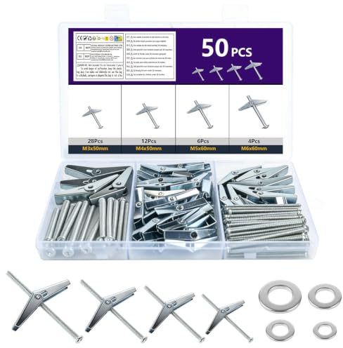 50 Tasselli Cartongesso M3 M4 M5 M6 Bulloni Farfalla Pareti Cave