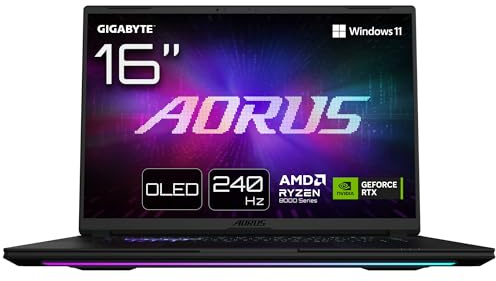 Gigabyte AORUS Master 16 Gaming-Laptop - 16.0“, 240Hz OLED, AMD Ryzen 9 8940HX, RTX 5070 Ti GPU, 32GB DDR5 5600MHz, 1 x Gen4 1TB SSD, Windows 11 Pro, 2 Jahre Garantie, AORUS Master 16 8XJJ4DEE64SP
