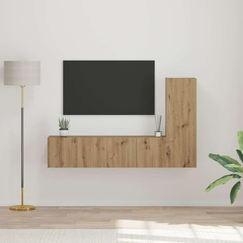 Cervaline Ensemble Meuble TV 3 pcs Chêne Artisanal Bois d'ingénierie,Meubles,Meubles TV,33.4 kg-3393404