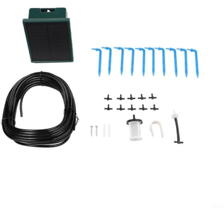 Upluxmira Kit di irrigazione solare, 30 modalità, timer automatico in PET resistente alle intemperie, tubo da 10 m, 10 gocciolatori, irrigazione fai da te per giardino, balcone, serra