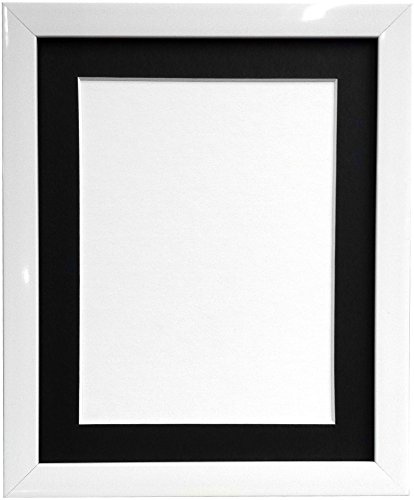 FRAMES BY POST 20mm White Picture Photo Frame with Black Mount 18 x 14 For Pic Size 14 x 11