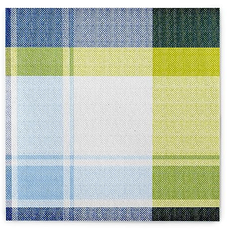 Sovie HOME Serviette MARC in KIWI-BLAU, 40 x 40 cm, Linclass® Airlaid, 1/4 Falz, 12 Stück, stylischer Karo Look – hochwertige, saugfähige Serviette für moderne Tischdekoration
