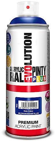 PINTYPLUS EVOLUTION Azul Pintura spray Acrílica Brillo 520cc Ultramarie Blue Ral 5002, 300 g (Paquete de 1), 400