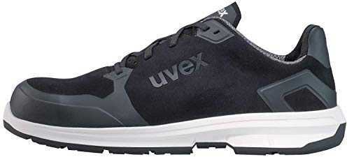 Uvex 1 Sport S3 ESD Sicherheitsschuhe für Herren - Bequeme & Atmungsaktive Arbeitsschuhe für Männer - Leichte & Ergonomische Halbschuhe Velours ,Schwarz,38 EU