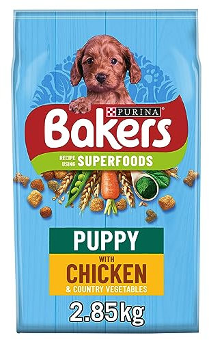 Bakers Puppy Dry Dog Food Chicken and Veg 2.85kg, Pack of 4