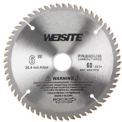 sourcing map 6 Circular Saw Blade, 60T 1 Arbor with 7/8 Ring, Wood TCT Carbide Tipped Slitting Saw