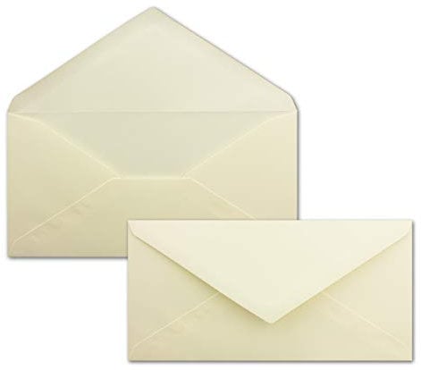 25 Brief-Umschläge Vanille DIN Lang - 110 x 220 mm (11 x 22 cm) - Nassklebung ohne Fenster - Ideal für Einladungs-Karten - Serie FarbenFroh
