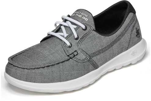 Skechers Women's Go Walk Lite-Isla Boat Shoe, Black/White, 5.5 UK