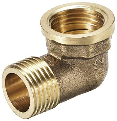 sourcing map Brass Pipe Fitting 90 Degree Elbow 1/2 PT Male X 1/2 PT Female