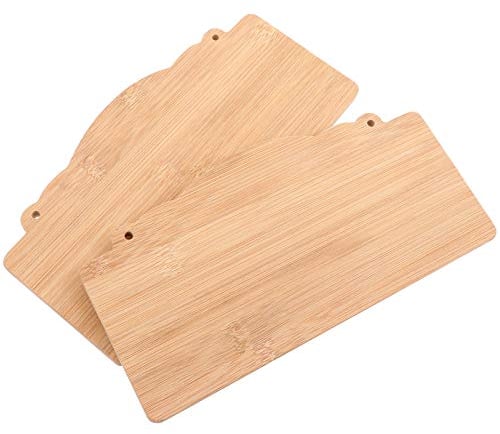 Milisten 2Pcs Unfinished Blank Sign DIY Rustic Bamboo Wood Sign Decorative Rectangle Hanging Plaque for DIY Craft Pyrography Painting Writing Thanksgiving Christmas Party Decorations