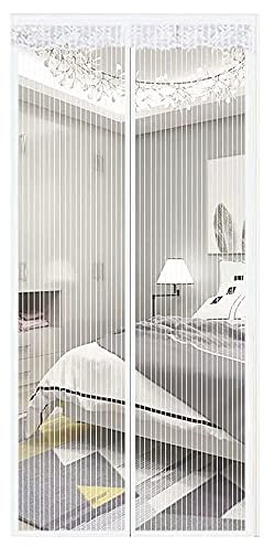 MAODOU 170x210cm (Larghezza x lunghezza)Zanzariera Per Porta,Protezione Dinsetti,Balcone,Chiusura In Velcro Per Porta,Chiusura Automatica,Montaggio Adesivo,bianca