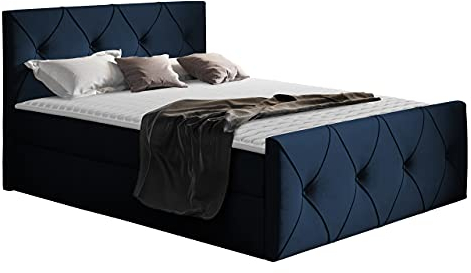 Mirjan24 Boxspringbett Nakir Lux mit 2 Bettkästen, Matratze, Topper, Stilvoll Bett mit Kopfteil, Polsterbett, Doppelbett (Mono 242, 200 x 200 cm)
