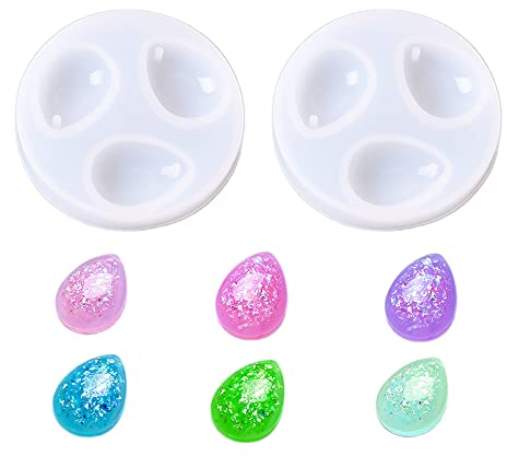 Nifocc Lot de 2 moules en silicone en forme de goutte d'eau avec trou, bijoux pendentifs, moules en résine pour bricolage, colliers, bracelets, boucles d'oreilles, porte-clés