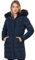Navahoo Winterjacke Damen - Wasserabweisend, Warm, Kapuze, Winddicht - Wintermantel Lang, Mantel Frauen, Teddyfell gefüttert - Stehkragen, 7 Taschen, verlängerter Zipper - Navy XS