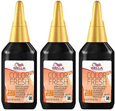 3 x Wella Color Fresh Hair Toner 75ml - 7/44 Medium Blonde/Intense Red