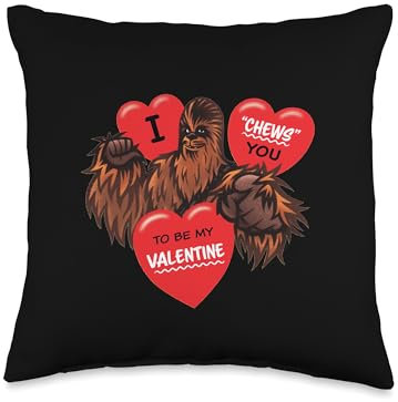 Star Wars Chewbacca Chews You Heart Valentinstag Überwurfkissen, 40,6 x 40,6 cm, mehrfarbig