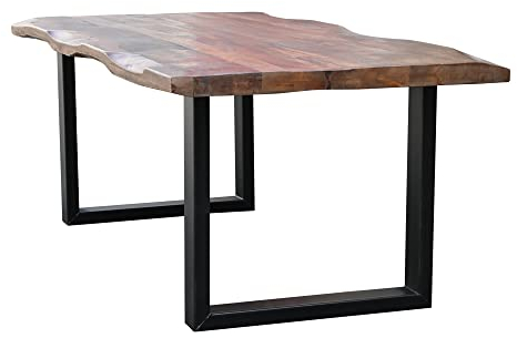 Esszimmer-Tisch Massivholz Baumkantentisch ZANSIBAR Akazie Esstisch Kufengestell 220 cm