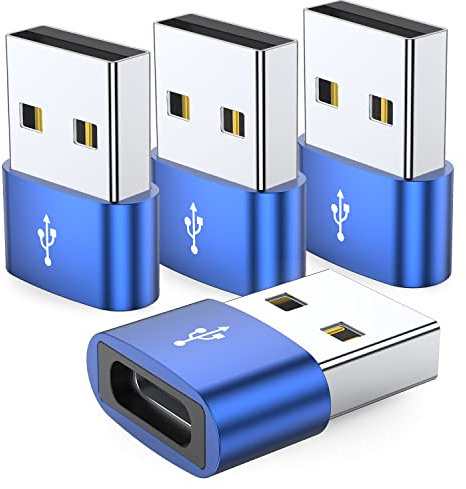 JXMOX USB C Female to USB Male Adapter 4-Pack,Type C to USB A Charger Converter for iPhone 16 15 14 13 12 11 Pro Max,Samsung Galaxy Note 20 S24 S23 S20,Apple iWatch Watch Series 7 8,AirPods iPad Pro