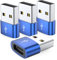 JXMOX USB C Female to USB Male Adapter 4-Pack,Type C to USB A Charger Converter for iPhone 16 15 14 13 12 11 Pro Max,Samsung Galaxy Note 20 S24 S23 S20,Apple iWatch Watch Series 7 8,AirPods iPad Pro