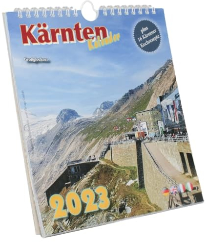 Kärnten Kalender 2023 | Tisch- und Wandkalender 20x18cm groß | Saisonkalender mit Terminplaner, tollen Ansichten und 16 Kärntner Kochrezepte | 4 Sprachig (Deutsch, Englisch, Französisch, Italienisch)