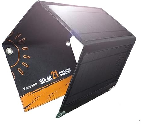 BIEWO 21 W Solarmodul-Ladegerät für Camping, 2 USB & 1 DC Anschlüsse, Solarzellen mit 3 faltbaren Solarzellen, Solar SunPower Generator Wandern, kompatibel mit iPhone, Samsung More USB & DC Geräten