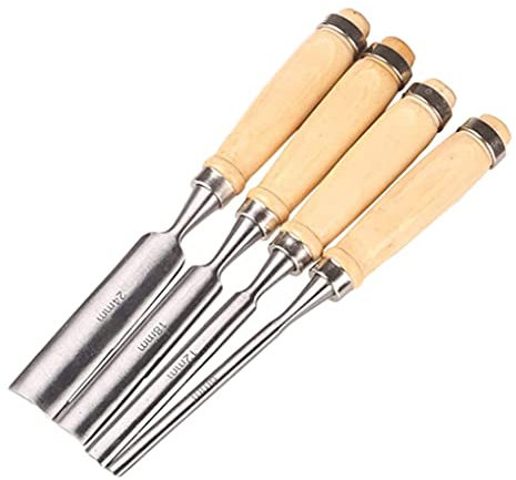 Wood Carving Gouges, Half-Round Chisel Woodworking Tool Set - Half-Circle Inner Cutter Set of 4