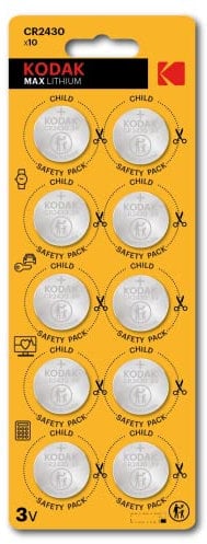 Kodak | CR2430 Batteries 10 Pack | Lithium 3V Coin | Button Cell for Car Keys