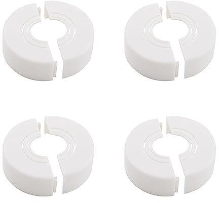 UFURMATE Wall Pipe Cover, 4Pcs Plastic Wall Hole Decoration Split Flange Cover Easy Installation Round Escutcheon Plate Adjustable Wall-Mounted Water Pipe Cover Accessories (White)