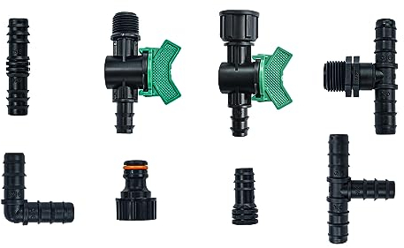 GASMIS 42 Stück Zubehör-Set für Perlschlauch/Tropfschlauch 16 mm, Bewässerungsschlauch, Bewässerung System Verbinder