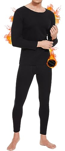 SIMIYA Thermounterwäsche Herren, Skiunterwäsche Herren Thermo Basisschicht, Funktionsunterwäsche Set, Fleece gefütterte warme Oberteile und Unterteile für den kalten Winter(Schwarz, L)