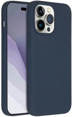 ACCEZZ kompatibel mit iPhone 14 Pro Max Hülle – Liquid Silikon Case – Back Cover Handyhülle in Dunkelblau [Mikrofaser-Futter, Ultradünn, Kratzfest, Stabil]
