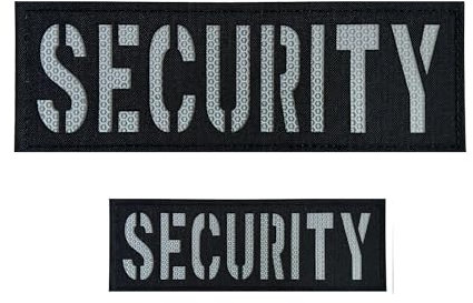 Reflektierender Sicherheitsaufnäher, reflektierende Rückwand, Polizei-Patch mit Klettverschluss, 1 klein und groß, Schwarz (Schwarz - Weiß), 2 Stück