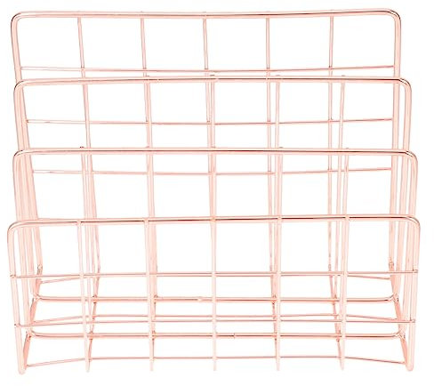 Amosfun Moderner Briefablage-Organizer Aus Metall Fächer Zeitschriftenhalter Für Schreibtisch Büro Stapelbarer Zeitungsständer in Roségold Multifunktionaler Aufbewahrungsrack Für Zuhause u