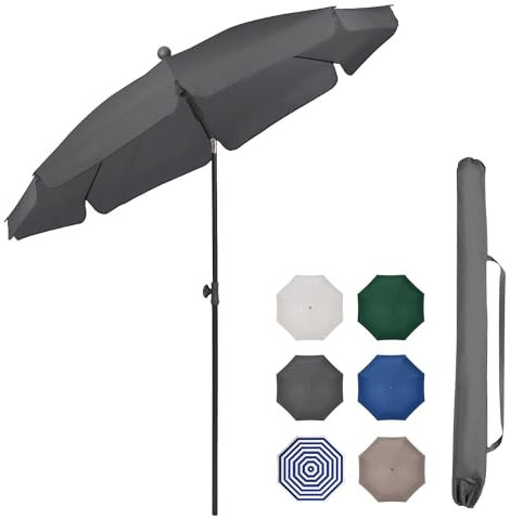 Sekey 2m Garden Parasol with Umbrella Cover - Adjustable and Portable Patio Umbrella for Beach, Garden, Pool, and Patio - UPF 50+ Sun Protection