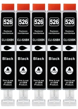 5 XXL Druckerpatronen kompatibel zu CLI-526 BK Schwarz für Canon PIXMA IP4850 IP4950 IX6550 MG5150 MG5250 MG5350 MG6150 MG6250 MG8150 MG8250 MX715 MX885 MX895