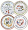 Tognana SET 4 PIATTI PIZZA IN PORCELLANA CM33 DECORO ASSORTITO LINEA CINZIA