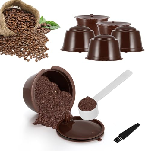 Nullnet Lot de 6 capsules à café réutilisables pour Dolce Gusto - 50 ml - Avec 2 cuillères et 2 brosses - Pour cuisine et bureau, FBA-CF-76DE-4487848
