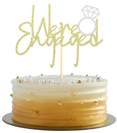 Sumerk 1 Stück We're Engaged Cake Topper Just Engaged Cake Decoration Cake Topper Wedding for Wedding Anniversary Engagement Bridal Shower Party Decoration Gold